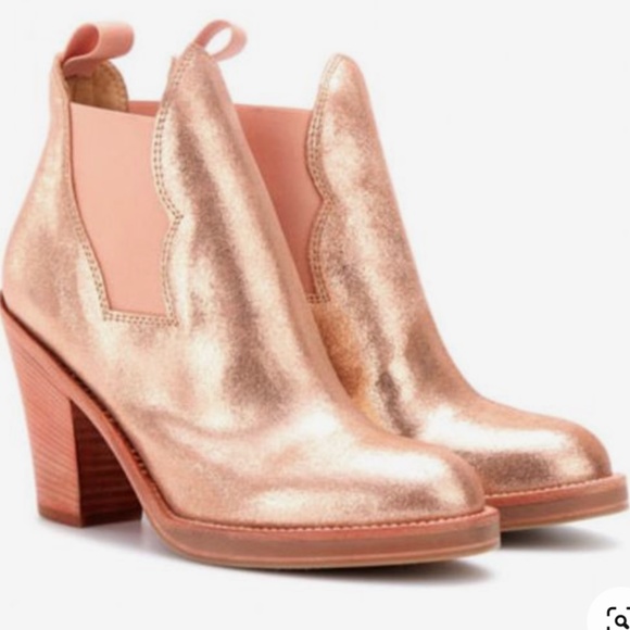 ACNE STUDIOS Rose Gold Metallic Chelsea Boots EUC/sz 37= US sz: 7 - Picture 11 of 14